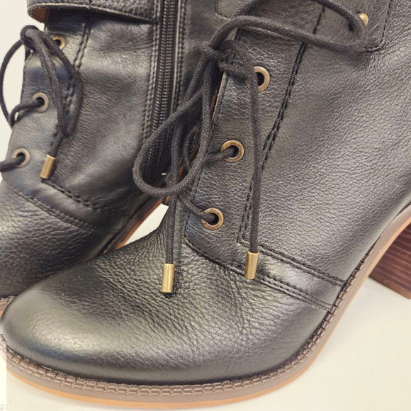 Franco Sarto Black Leather Lace-up Heeled Ankle Boots Size 9M - Picture 7 of 9